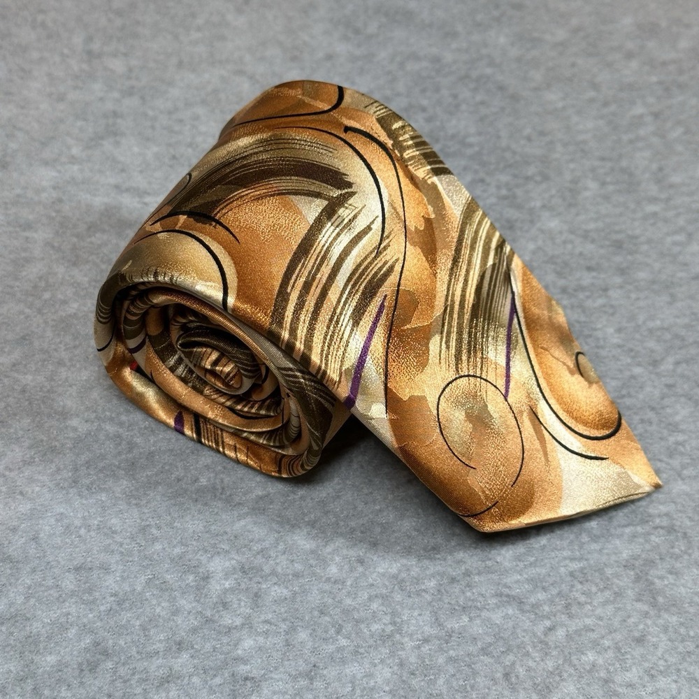 J Garcia Necktie Tie Abstract Peach Gold Silk Duckworm Alarm Ltd Edition 60x3.5
